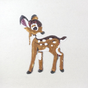 Cute Bambi Sequined Applique Patch,Paillette Patch,Sequins Cartoon Patch Supplies for Coat,T-Shirt,Costume Decorative Patches