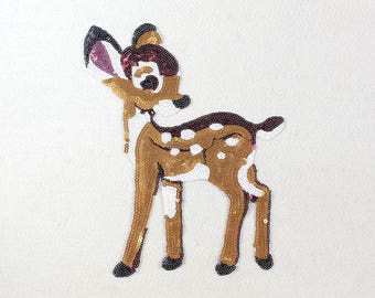 Cute Bambi Sequined Applique Patch,Paillette Patch,Sequins Cartoon Patch Supplies for Coat,T-Shirt,Costume Decorative Patches