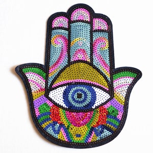 Hand Sequined Applique Patch,Paillette Patch,Sequins Eye Patch Supplies for Coat,T-Shirt,Costume Decorative Patches