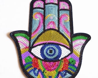 Hand Sequined Applique Patch,Paillette Patch,Sequins Eye Patch Supplies for Coat,T-Shirt,Costume Decorative Patches