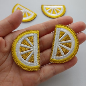 A Pair of Lemon Embroidered Iron On Applique Patch,Embroidery Lemon Patch for T-shirt,Coat or Jeans Decorative Embroidery Appliques Patches