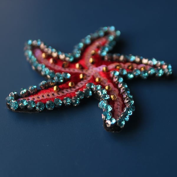 Delicate Starfish Embroidery Rhinestone Applique Patch, Perles Starfish Patch Fournitures pour manteau, T-Shirt, Costume Décoratif Applique Patches