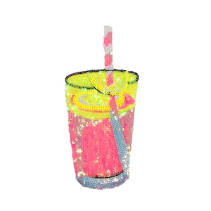 Drinks Sequined Applique Patch,Paillette Patch,Drink Sequins Patch Supplies for Coat,T-Shirt,Costume Decorative Patch