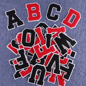 Red or Black Embroidered Letters Applique Patch,Embroidery Name Letters Patch for T-Shirt or Coat,Decoration Embroidery Appliques Patches