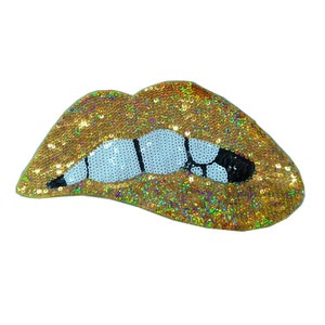 Gold Mund Pailletten Applikation Patch, Paillette Patch, Pailletten Lip Patch Lieferungen für Mantel, T-Shirt, Jeans Dekorative Applikationen Patches