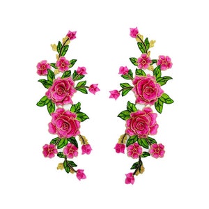 A Pair of Embroidered 3D Flower Applique Patch,Vintage Floral Supplies Patch for Clothing or Dress,Decorations Embroidery Flower Appliques