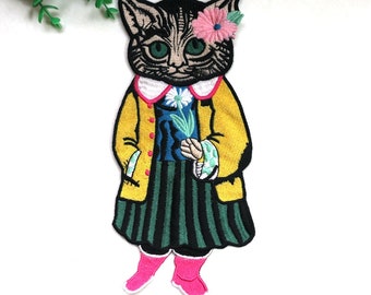 Cat Embroidery Applique Patch,Embroidered Cat Patch Supplies for Coat,T-shirt or Jeans Decorative Appliques Patches