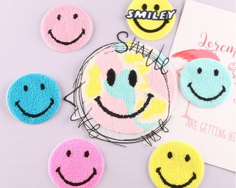 7 Pieces Smiles Embroidered Applique Patch,Embroidery Smile Patch for Clothing or T-shirt,Decorative Embroidery Appliques Patches