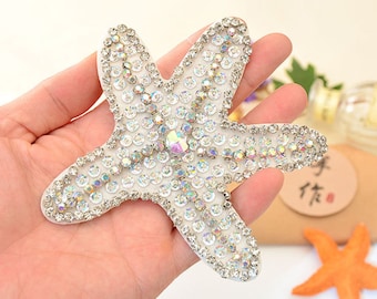 Zarte Stickerei Seestern Perlen Applikation Patch, Strass Seestern Patch Zubehör für Mantel, T-Shirt, Kostüm Dekorative Applikation Patch