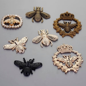 Various Gold Bee Metal Applique Patch,Bronze Bee Patch Supplies for Coat,T-Shirt,Costume Decorative Appliques Patches