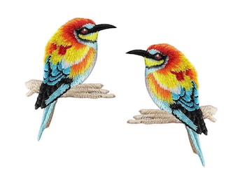 A pair of Birds Sticker Embroidery Applique Patch,Embroidered Bird Patch Supplies for Coat,T-shirt or Jeans Decorative Appliques Patches