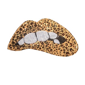 Biting Lip Sequined Applique Patch,Paillette Patch,Sequins Mouth Patch Supplies for Coat,T-Shirt,Costume Decorative Appliques Patches