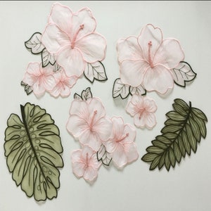 Ein Set (5 Stück) Gestickter 3D-Blumenapplikationspatch, Vintage-Blumenpatch für Kleidung oder Kleid, Dekorationen Blumenstickereiapplikationen