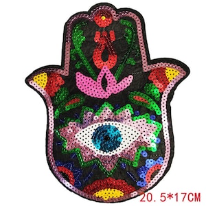 Colorful Hand Sequined Iron on Applique Patch,Sequins Eye Patch Supplies for Coat,T-Shirt,Jeans Decorative Iron on Appliques Patches
