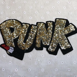 Golden PUNK sequins Sequined Applique Patch,Paillette Patch,Sequins Patch Supplies for Coat,T-Shirt,Costume Decorative Patches