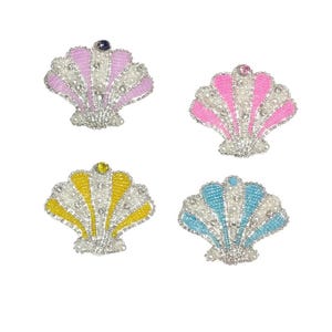 Delicate Shell Embroidery Rhinestone Applique Patch,Beaded Shell Patch Supplies for Coat,T-Shirt,Costume Decoration Appliques Patches