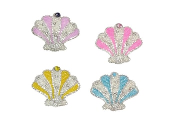 Delicate Shell Embroidery Rhinestone Applique Patch,Beaded Shell Patch Supplies for Coat,T-Shirt,Costume Decoration Appliques Patches