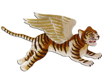 Large Tiger Embroidery Applique Patch,Embroidered Flying Tiger Patch Supplies for Coat,T-Shirt,Jeans,Decorative Appliques Patches