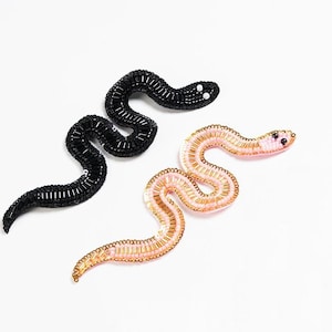 Delicate Embroidery Snake Beaded Applique Patch,Rhinestone Snake Patch Supplies for Coat,T-Shirt,Costume Decorative Applique Patch