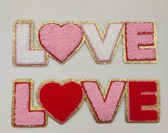 Pink or Red Love Embroidered Iron On Applique Patch,Embroidery Love Patch for Clothing or Dress Decoration Appliques Patches