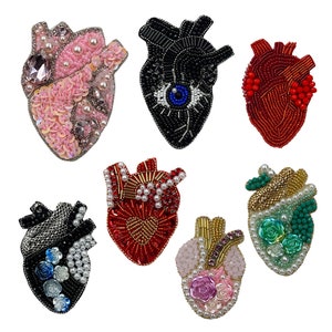 Various Heart Embroidery Rhinestone Sequined Applique Patch,Beaded Heart Patch Supplies for Coat,T-Shirt,Clothing Decorative Applique Patch