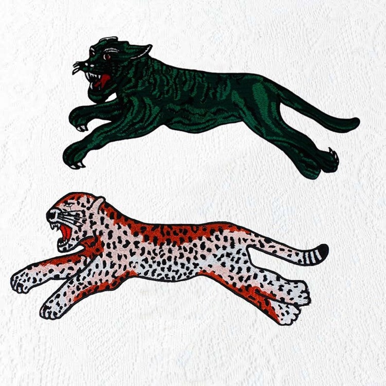 Leopard Embroidery Applique Patchembroidered Leopard Patch Etsy