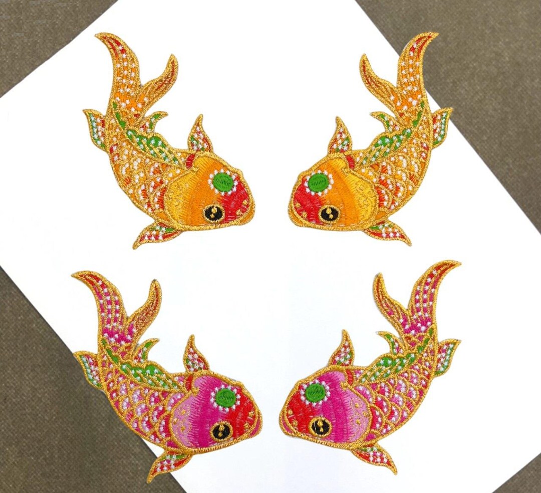 A Pair of Embroidery Fish Iron on Applique Patch,embroidered Fish Patch ...
