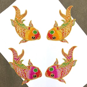 A Pair of Embroidery Fish Iron on Applique Patch,Embroidered Fish Patch Supplies for Coat,T-shirt or Jeans Decorative Appliques Patches