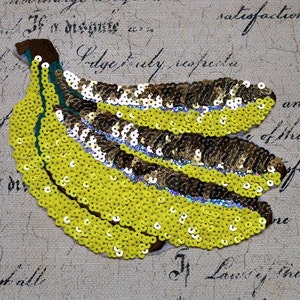 Banana Sequined Applique Patch,Paillette Patch,Sequins Patch Supplies for Coat,T-Shirt,Costume Decoration Patches