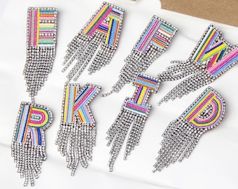 Diamond Tassel letter Embroidery Applique Patch,Rhinestone Alphabet Supplies for Coat,T-Shirt,Clothing Embroidered Letters Appliques Patches