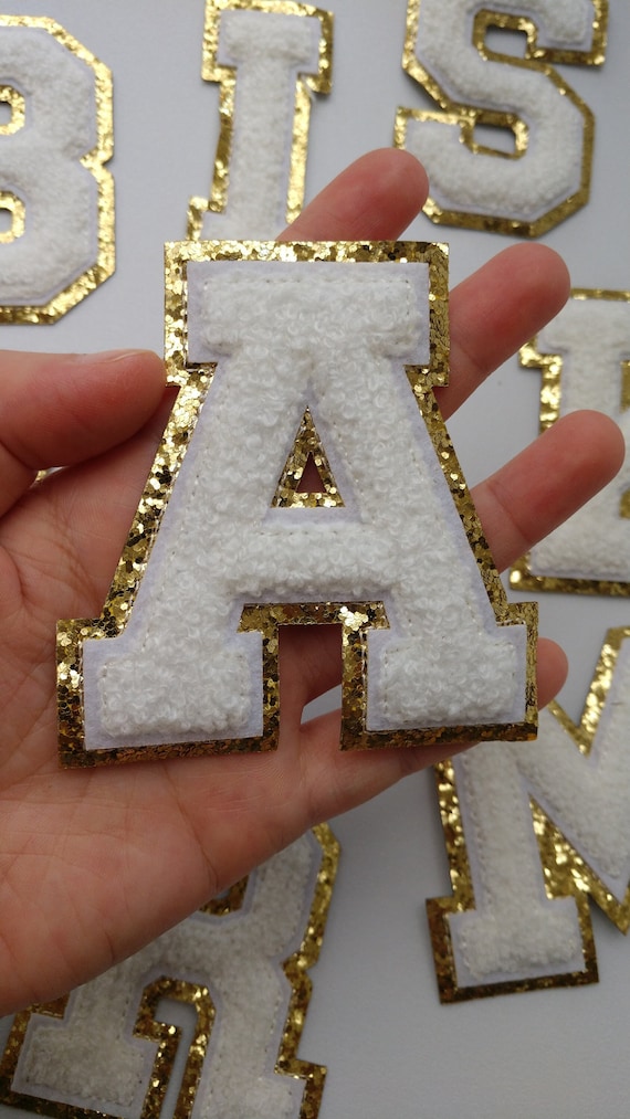 White Embroidered Letter Iron on Applique Patchembroidery Etsy