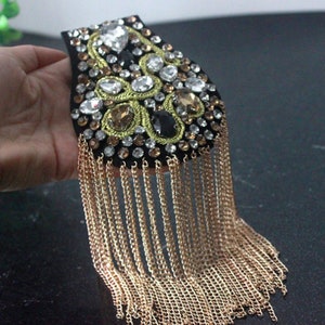Ein Paar Gold-Quasten Epaulet, handgemachte Schulterpolster, Nieten Diamant Schulter Dekoration Schulterklappen, Schulter Verschönerung, Schulterklappen
