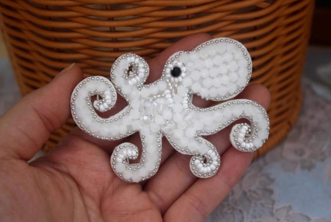 Delicate Octopus Embroidery Rhinestone Applique Patch,beaded Octopus ...
