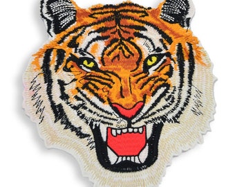 Large Tiger Embroidery Applique Patch,Embroidered Tiger Head Patch Supplies for Coat,T-shirt or Jeans Decorative Appliques Patches