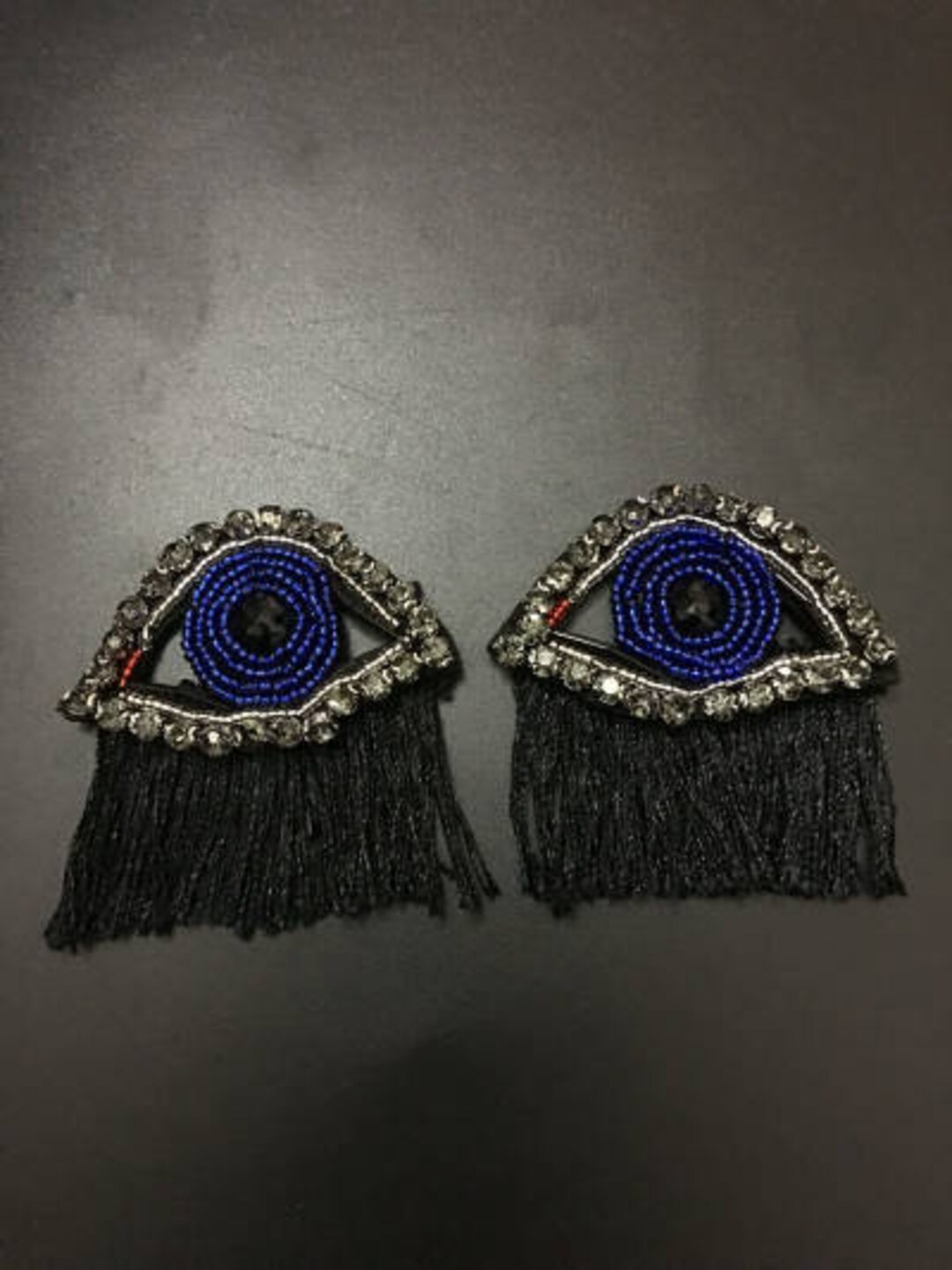 A Pair of Beaded Eyes Sequined Applique Patchsequins Eyes Etsy