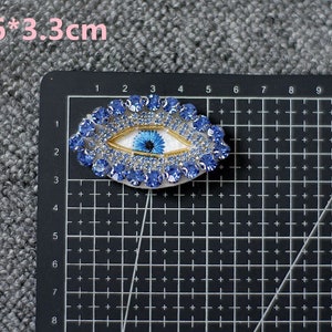 2 Pieces Embroidery Beaded Eye Sequined Applique Patch,Rhinestone Eyes Patch Supplies for Coat,T-Shirt,Costume Decorative Appliques Patch image 2