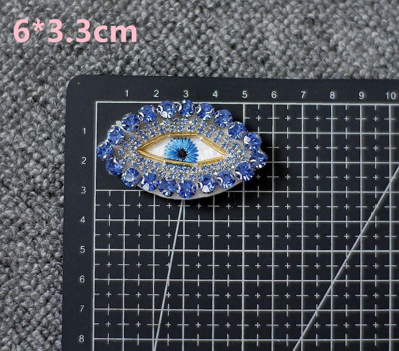 2 Pieces Embroidery Beaded Eye Sequined Applique Patch,Rhinestone Eyes Patch Supplies for Coat,T-Shirt,Costume Decorative Appliques Patch image 2