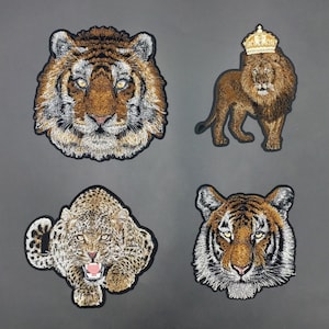 Tiger or Lion Embroidered Iron on Applique Patch,Embroidery Tiger Patches for T-shirt,Jeans or Coat Decorative Embroidery Appliques Patches