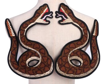 A Pair of Snake Embroidered Iron on Applique Patch,Embroidery Snake Patch for Coat,T-Shirt or Jeans Decorative Embroidery Appliques Patches