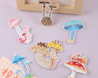 PAGOW 10Pcs Mushroom Patches Iron on for Clothing Mini Mushroom Stickers Nature Patches Suitable for Clothes Dress Hat Pants Shoes Curtain DIY Mushroom Embroidery Patch Sewing Craft Decoration