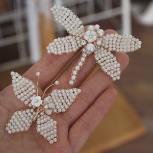 Butterfly or Dragonfly Pearl Embroidery Applique Patch,Rhineston Patch Supplies for Coat,T-Shirt,Costume Decorative Appliques Patches