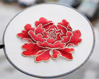 Delicate Embroidered Pink Floral Applique Patches,Vintage Flower Patches for Clothing or Dress Decorative Embroidery Appliques (5 colors)