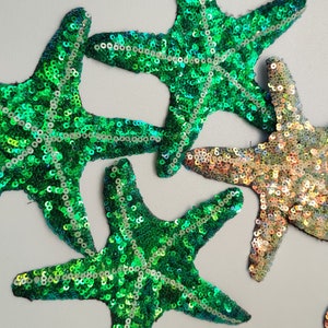 2 Pieces Starfish Sequined Applique Patch,Paillette Patch,Sequins Patch Supplies for Coat,T-Shirt,Costume Decorative Appliques Patches