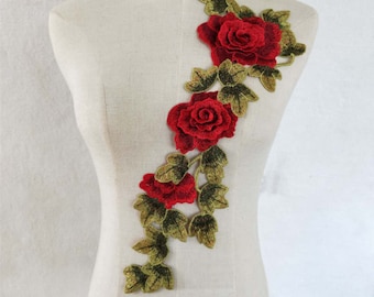 Embroidered Patches, Embroidered Stickers, 1PCS Large Peony Flower Blossom Embroidery Patch Iron On Appliques Chinese For Clothing Large Sew On
