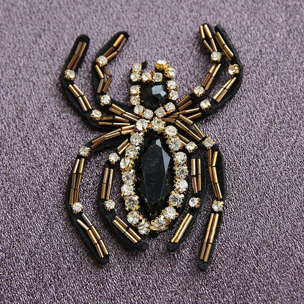 Delicate Embroidery Beaded Spider Sequined Applique Patch,Beaded spider Patch Supplies for Coat,T-Shirt,Costume Decorative Appliques Patches