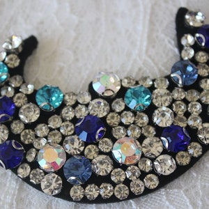 Delicate Moon Embroidery Rhinestone Applique Patch,Beaded Moon Patch Supplies for Coat,T-Shirt,Costume Decorative Appliques Patches