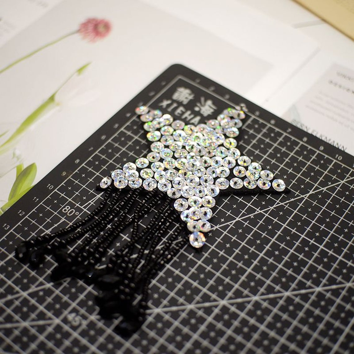 Delicate Embroidery Beaded Star Applique Patchsequined Star Etsy