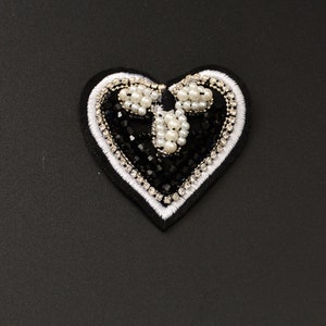 Heart Embroidery Rhinestone Applique Patch,Beaded Heart Patch Supplies for Coat,T-Shirt,Costume Decorative Applique Patches