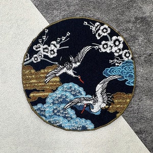 Delicate Crane Embroidery Applique Patch,Embroidered Crane Supplies for Coat,T-Shirt,Costume Decorative Appliques Patches