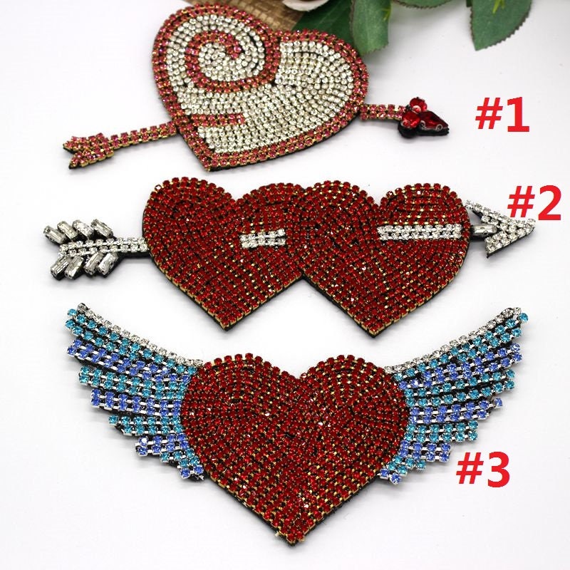 Delicate Embroidery Rhinestone Heart Sequined Applique Patch,beaded ...